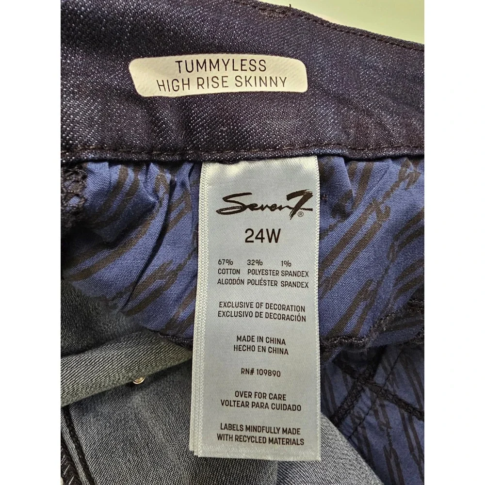 Seven7 Womens High Rise Skinny Jeans Blue Cotton Blend Casual Size 24W